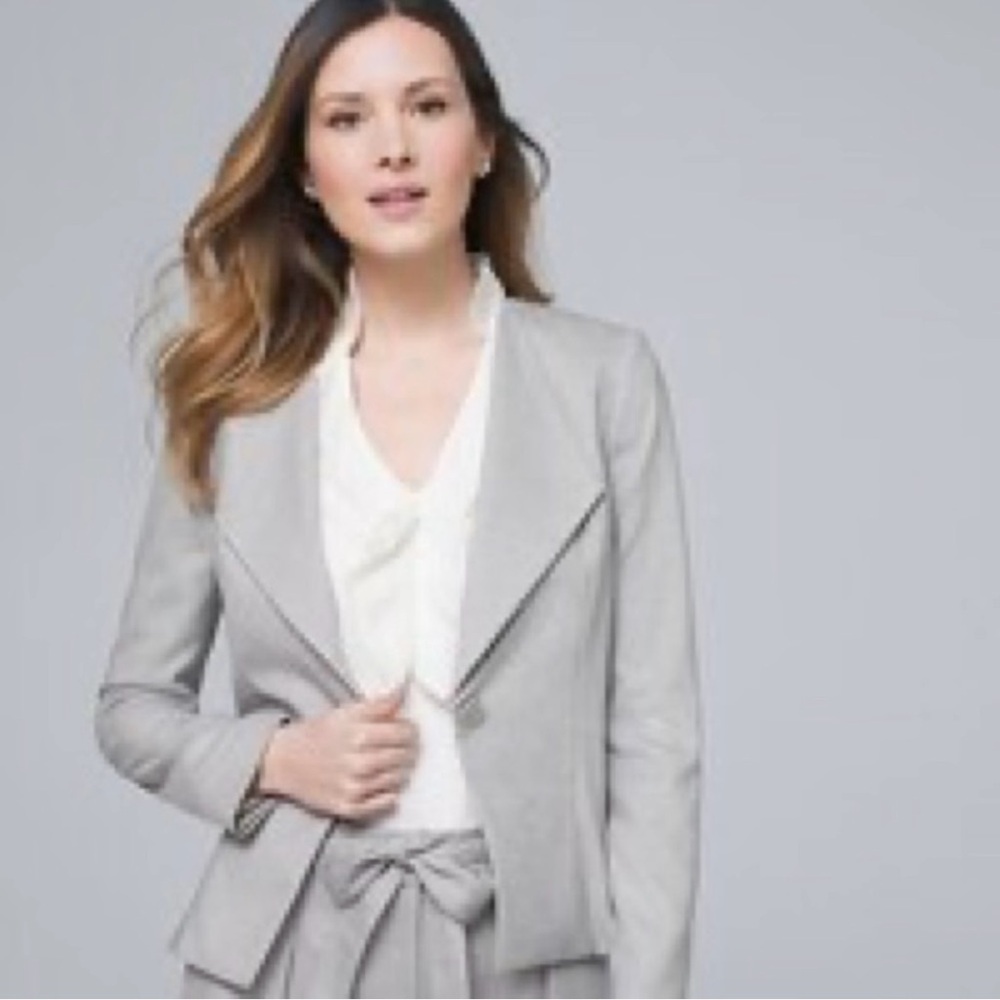 WHBM Herringbone Blazer Light Gray Size 4